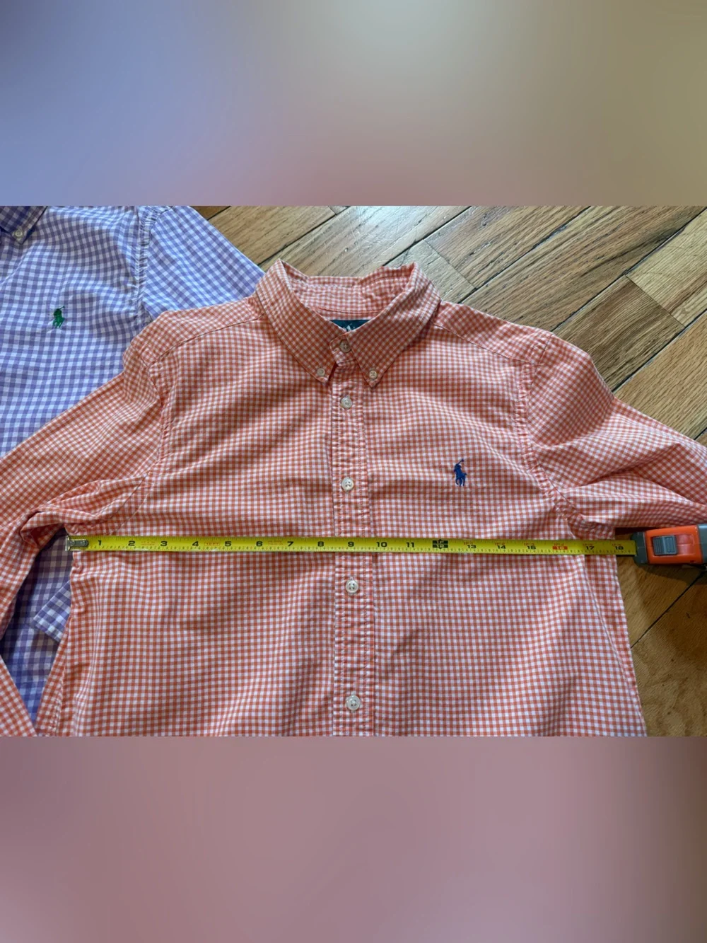 Ralph Lauren Polo Purple/Orange Button Down Shirt Boys Size L 14-16 Lot Of 2